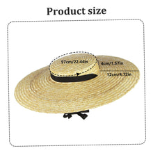 Load image into Gallery viewer, Straw Boater Hat for Women with Chin Strap &amp; Lining