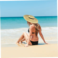 Load image into Gallery viewer, Straw Boater Hat for Women with Chin Strap &amp; Lining