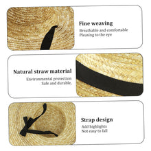 Load image into Gallery viewer, Straw Boater Hat for Women with Chin Strap &amp; Lining