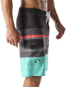 Quick Dry Striped Board Shorts with pocket