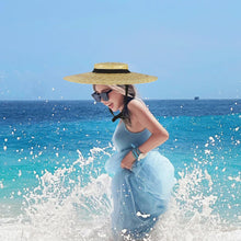 Load image into Gallery viewer, Straw Boater Hat for Women with Chin Strap &amp; Lining