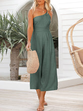 Load image into Gallery viewer, One Shoulder Pleated High Waist Casual Wide Leg Jumpsuit Romper with Pockets