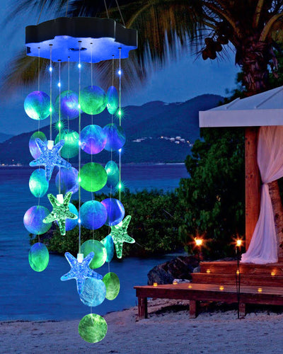 Solar Wind Chimes for Garden Porch Yard Outdoor Decor (Blue & Green)