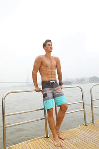 Quick Dry Striped Board Shorts with pocket