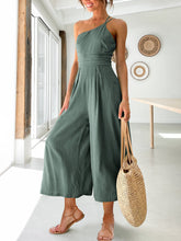 Load image into Gallery viewer, One Shoulder Pleated High Waist Casual Wide Leg Jumpsuit Romper with Pockets