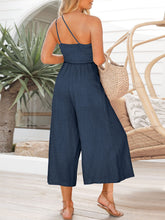 Load image into Gallery viewer, One Shoulder Pleated High Waist Casual Wide Leg Romper with Pockets