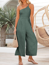 Load image into Gallery viewer, One Shoulder Pleated High Waist Casual Wide Leg Jumpsuit Romper with Pockets