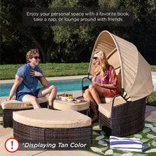 Load image into Gallery viewer, Rattan Outdoor Daybed w Pillows, Adjustable Seats, Clips, Retractable Canopy, Cover, Weather-Resistant Cushions