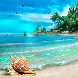 5D Diamond Painted Tropical Beach Seascape