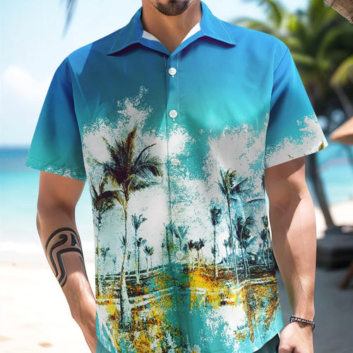 Hawaiian Shirt Men's Coconut Print Loose