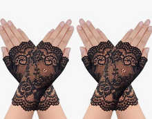 Load image into Gallery viewer, 2 Pairs Women&#39;s Lace Fingerless Floral Gloves