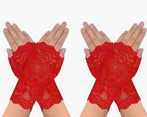 2 Pairs Women's Lace Fingerless Floral Gloves