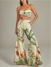 Load image into Gallery viewer, Two Piece Tropical Print Bandeau and Palazzo Pants