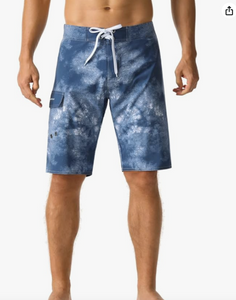 Quick Dry Striped Board Shorts with pocket