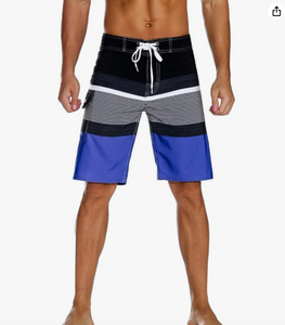 Quick Dry Striped Board Shorts with pocket