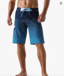 Quick Dry Striped Board Shorts with pocket