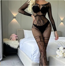 Load image into Gallery viewer, Sheer Black Body Stocking