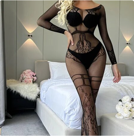 Sheer Black Body Stocking