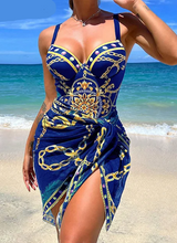 Load image into Gallery viewer, Baroque Pattern Maillot and Cover up