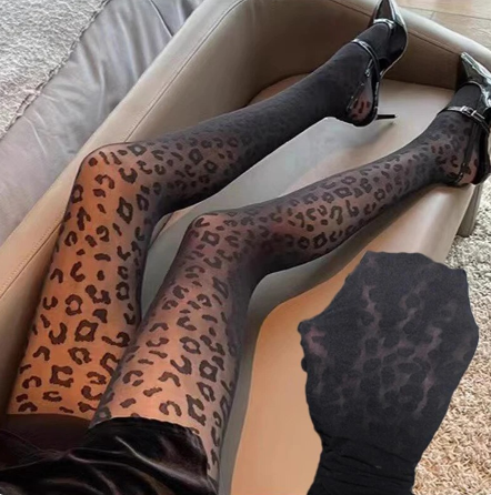 Leopard Print Silk Stockings