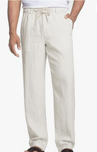 Load image into Gallery viewer, Men&#39;s Casual Linen Elastic Waist Drawstring Trousers