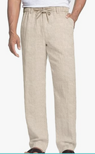 Load image into Gallery viewer, Men&#39;s Casual Linen Elastic Waist Drawstring Trousers