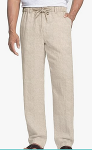 Men's Casual Linen Elastic Waist Drawstring Trousers