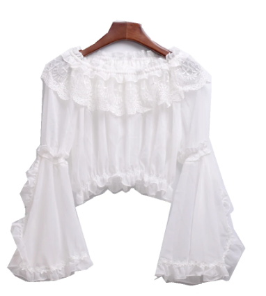 Lolita Style Off Shoulder Sheer Lace Summer Crop Top