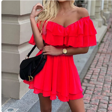 Load image into Gallery viewer, Ruffled Chiffon Off Shoulder Mini Dress