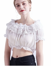 Load image into Gallery viewer, Lolita Style Off Shoulder Sheer Lace Summer Crop Top