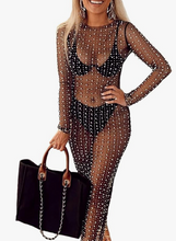 Load image into Gallery viewer, Sheer Mesh Beaded Naked Dress