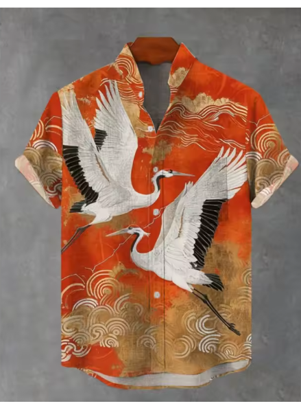 Hawaiian Crane Shirt (up to 5XL)