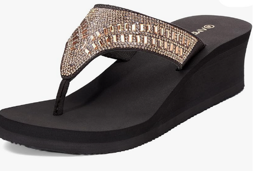 Rhinestone Dressy Platform Flip Flops