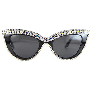 Designer Rhinestone Accent Cat Eye Sunglasses