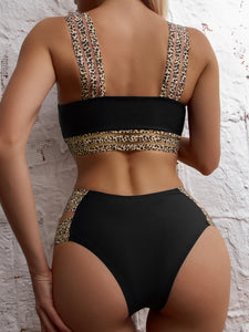 Leopard Ribbon Support Bra High Waisted Bikini