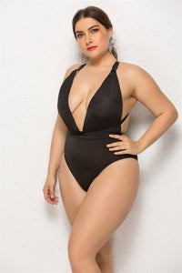 Classic Deep Plunge Mallot with Strappy Back