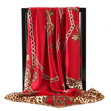 Load image into Gallery viewer, 90 * 90Cm Square Leopard Chain Silk Scarf