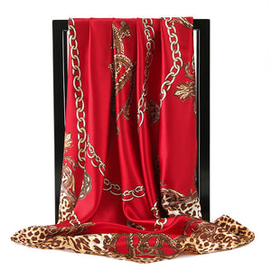 90 * 90Cm Square Leopard Chain Silk Scarf