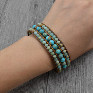 Turquoise and Agate Natural stone multilayer bracelet