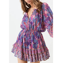 Load image into Gallery viewer, Tropical Floral Boho Chic button-front Dress with Ruffles