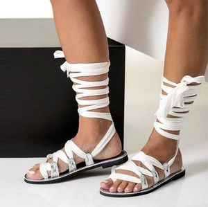 Strappy Silk Roman Sandals