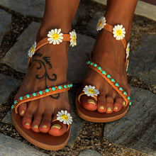Load image into Gallery viewer, Soft flower embellished boho beach sandals
