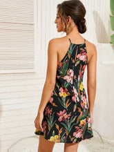Load image into Gallery viewer, Tropical Print Halter Beach Dress