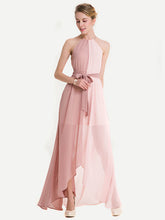 Load image into Gallery viewer, Two Tone Dip Hem Chiffon Dress With Weave Strap