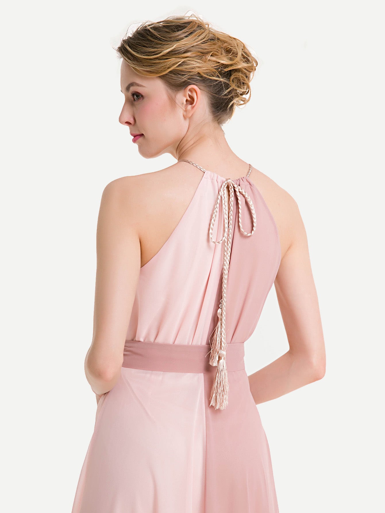 chiffon dip hem dress QUIZ Women's Chiffon Floral Tiered Dip Hem Dress