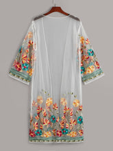 Load image into Gallery viewer, Embroidery Mesh Longline Kimono