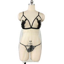 Load image into Gallery viewer, Sheer Embroidered Babydoll w. Panties Set (Plus Size)