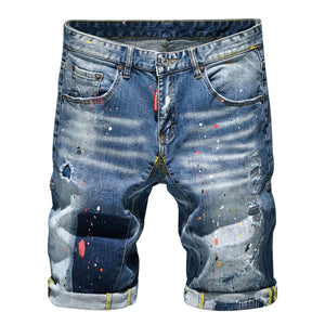 Mens Designer Distressed Denim Shorts