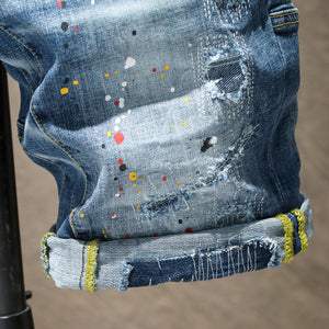 Mens Designer Distressed Denim Shorts