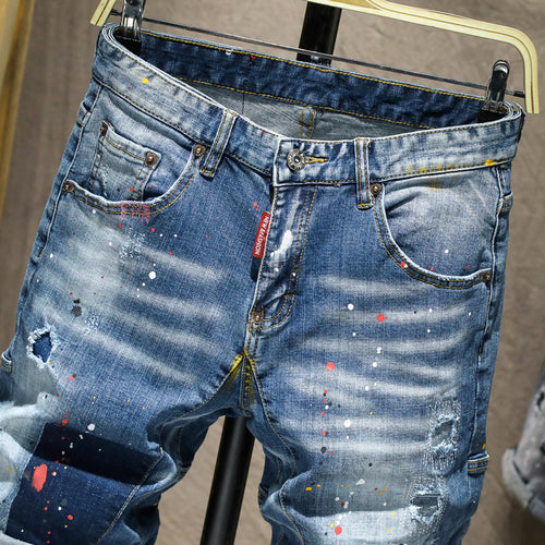 Mens Designer Distressed Denim Shorts